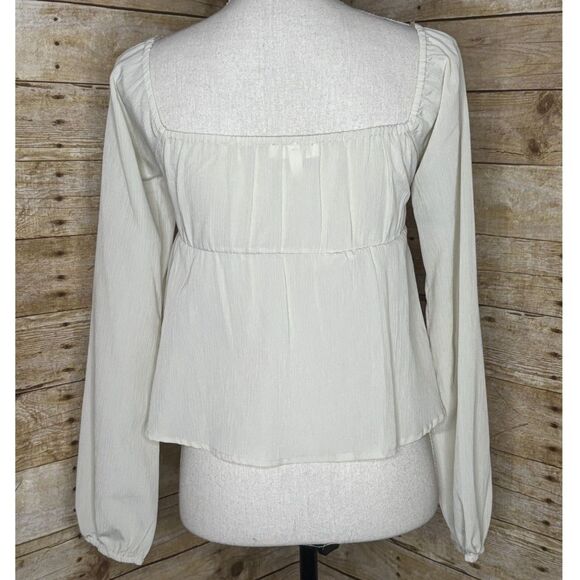 PLANT GOLD FLOWY CROPPED FUN BABYDOLL SEXY GIRL NEXT DOOR BLOUSE SIZE XS - Picture 3 of 3